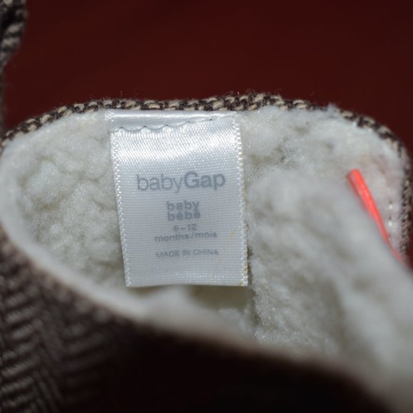 Baby Gap Duck Boots Brown Soft Sole with Bright Orange Shoelaces Size 6-12 M - Picture 8 of 8